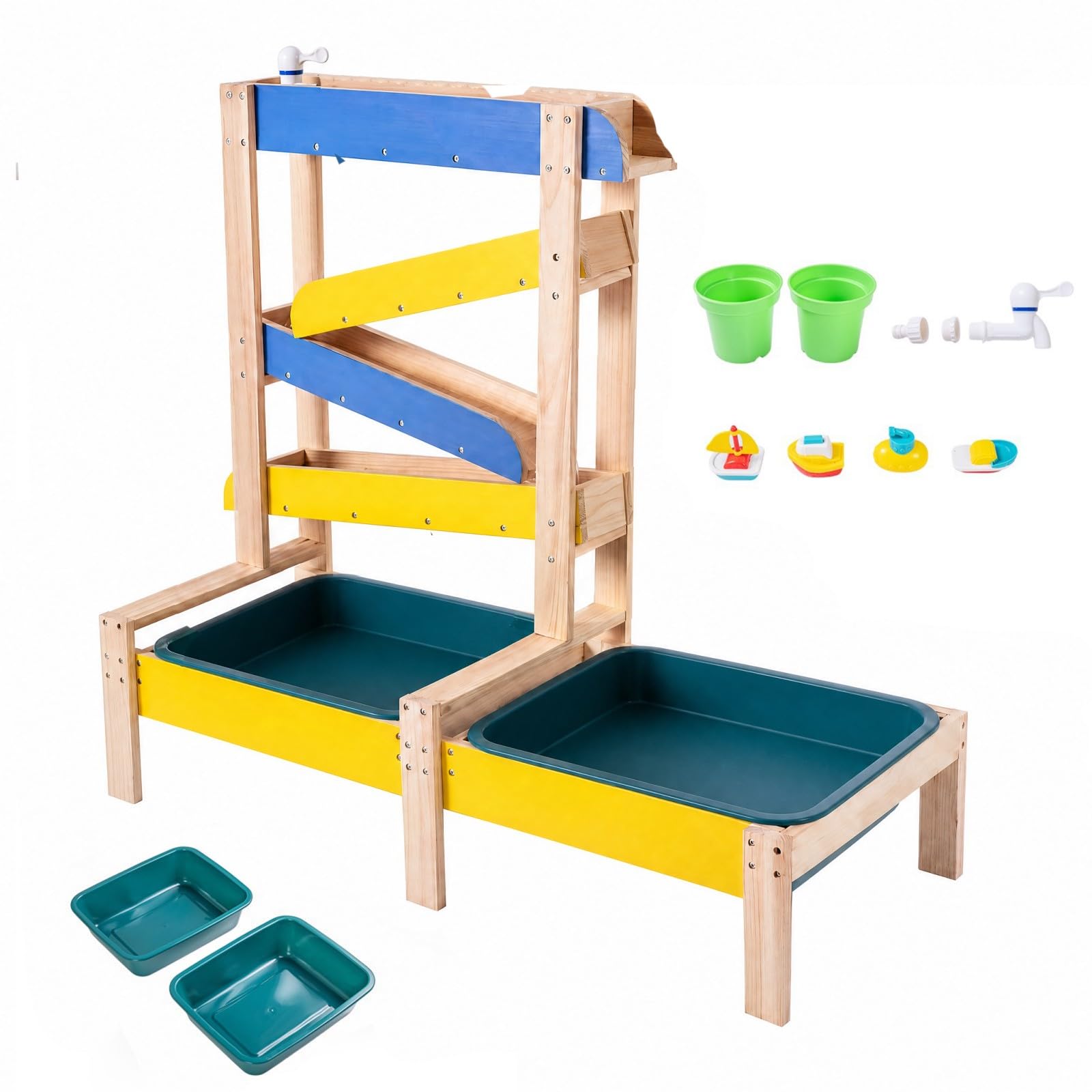 GOPLUS Wasserspieltisch, Wassertisch mit Wasserhahn & 2 Becken