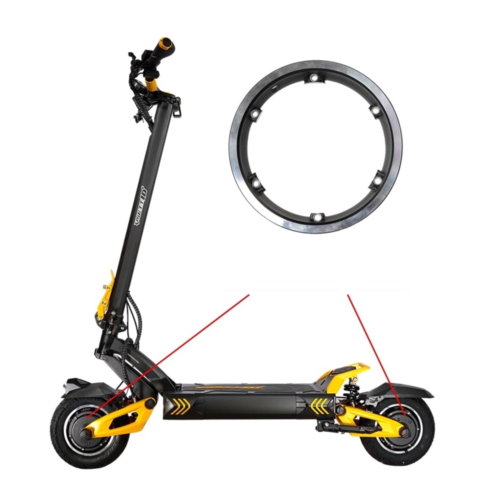 Abnehmbarer Motornabenring, kompatibel mit VSETT 10+ Elektroroller, 10-Zoll-Motor, abnehmbare Seitenabdeckung, MACURY Ersatzteile