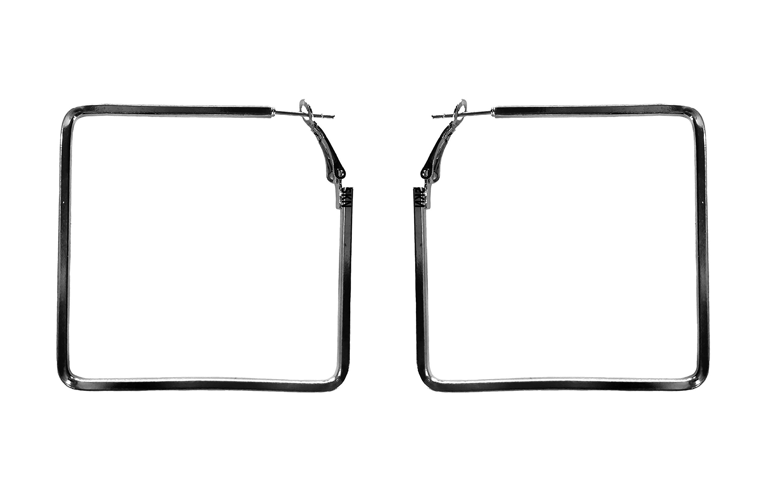 SKN Jewellery Polished Alloy Square Ear Bali Hoop Earrings for Women (SKN-4132, Gunmetal Black) (B085HHKYD2) Amazon Price History, Amazon Price Tracker
