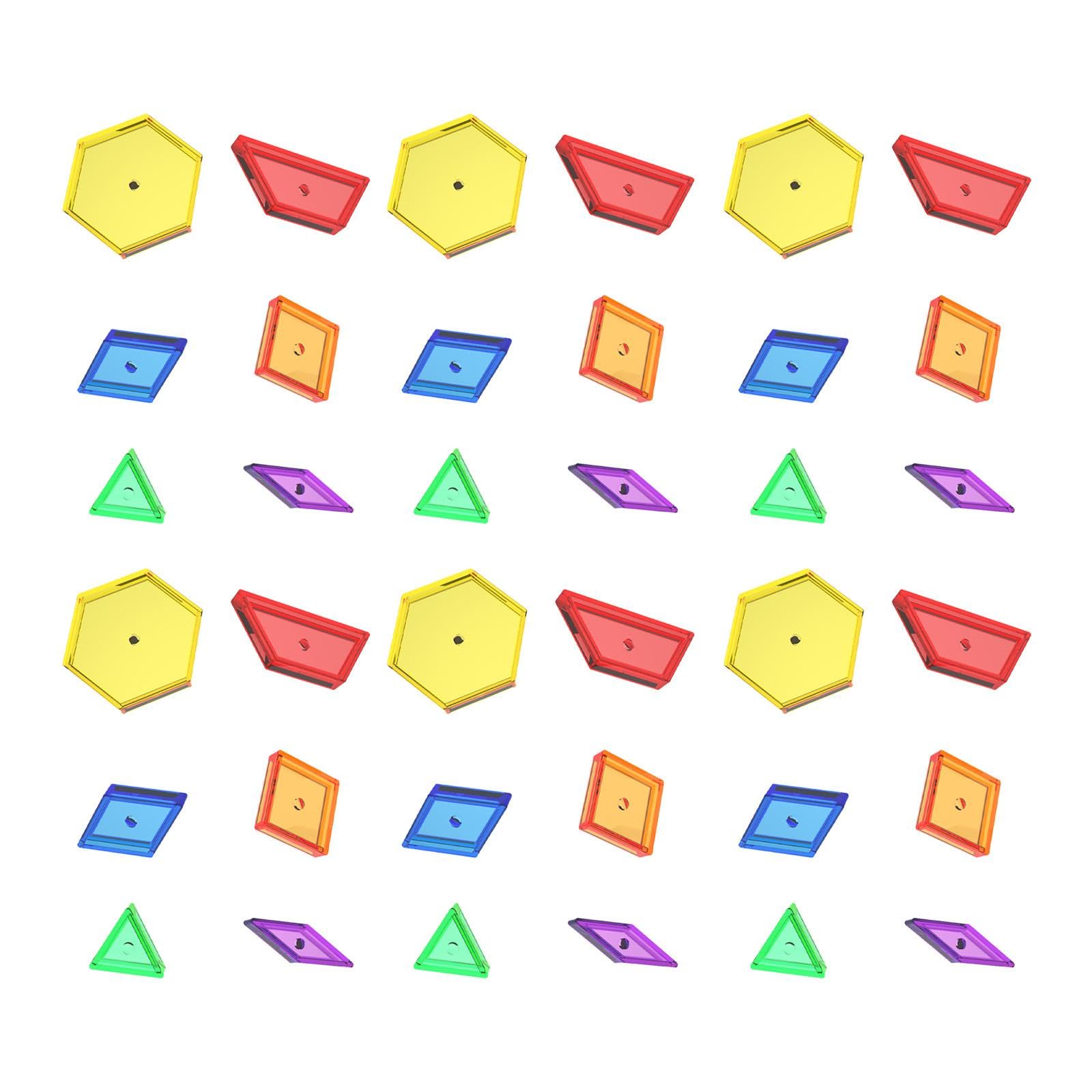 MagiDeal Semitransparent Pattern Blocks Shapes Color Building Blocks Sorting Learning Color Solids Sensory Toy for Activity Classroom, Flat Shaped