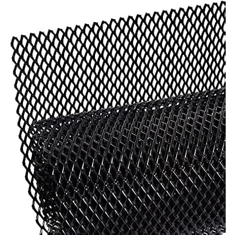 AggAuto 47x16 inches Car Pickup Truck Grill Mesh Spoiler Bumper Vent Aluminum Alloy Automotive Grille Insert Air Intake Racing Rhombic Hole 6x12mm Black Cover