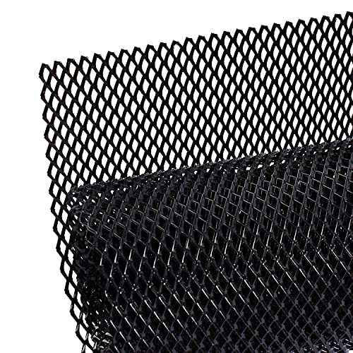 AggAuto 47x16 inches Car Pickup Truck Grill Mesh Spoiler Bumper Vent Aluminum Alloy Automotive Grille Insert Air Intake Racing Rhombic Hole 6x12mm Black