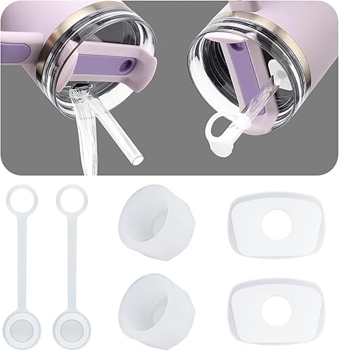 2 juegos de tapones de silicona a prueba de derrames para vaso Stanley de 4030 onzas con asa para Stanley Cup Accesorios incluyendo 2 tapas de