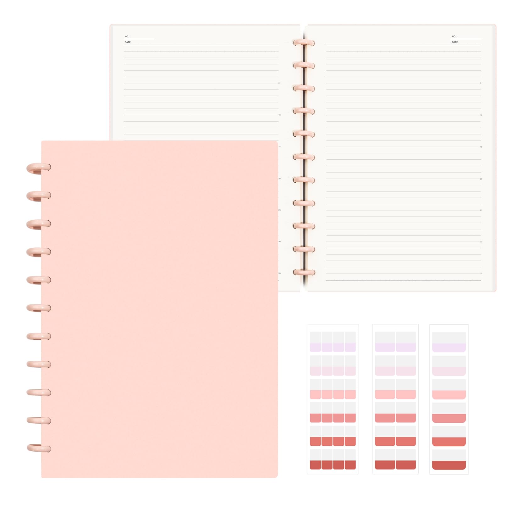 MOSA BEAR Discbound Notebook, 8-Disc Disbound Planner with Removable Pages, 180 Pages Spiral Notebook, Poly Cover Discbound Planner for Work, Travel,