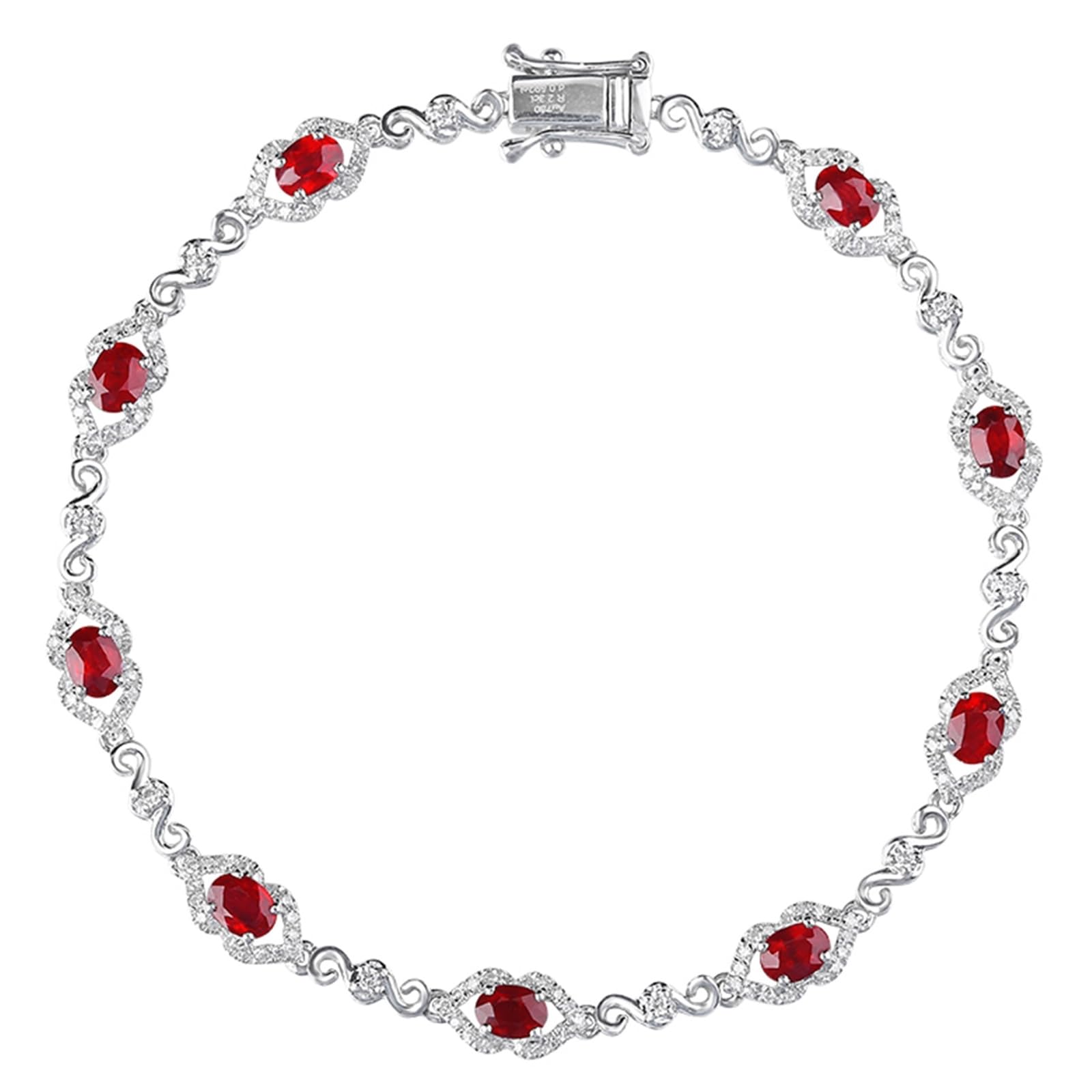 Bransoletka damska białe złoto 750/585/375, bransoletka damska z rubinem 2,3 ct 16-20 cm diament, bransoletki dla panny młodej