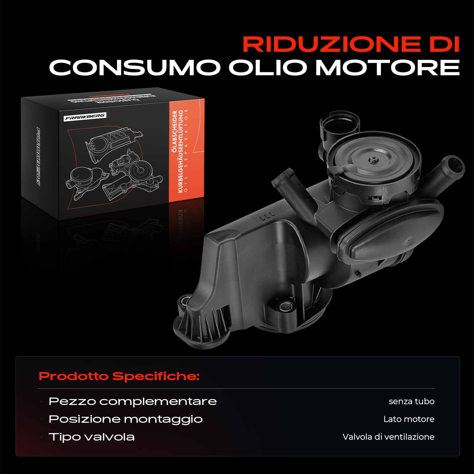 Frankberg Separatore Olio Sfiato del Basamento Compatibile con Altea XL 5P5 5P8 Leon 1P1 Fabia I 6Y2 Octavi.a II 1Z3 Golf VI 5K1 Polo 6C1 6R1 Polo 9A 9N Replace# 036103464AK