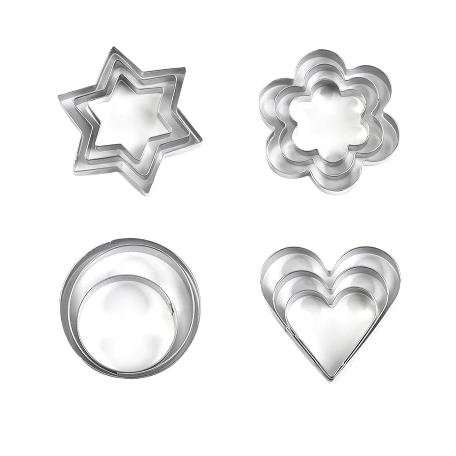 Mini cortador de galletas de Metal, formas geométricas for galletas, juego de prensa fácil, molde for hornear galletas, Fondant(12pcs mini geometric)