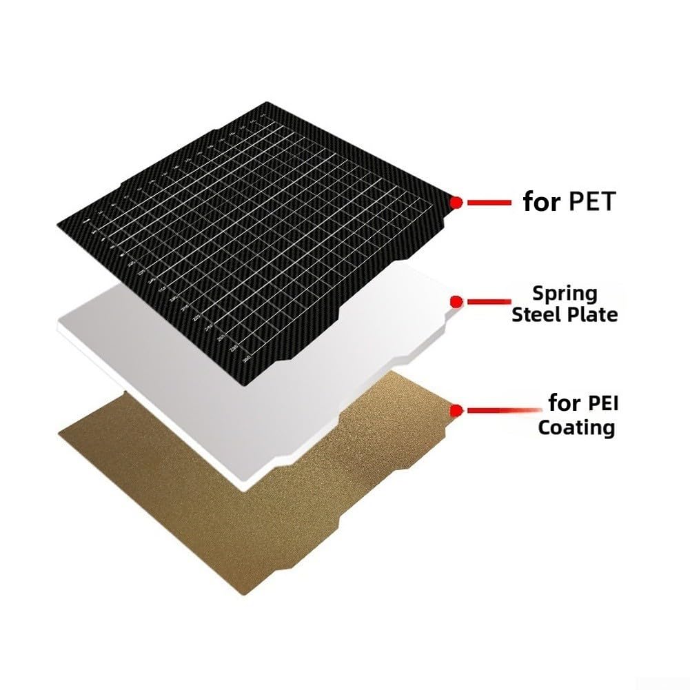 Stahlblech für Prusa XL 365x365mm Bauplatte mit PET und PEI für oberfläche für PLA ABS für petg für tpu 3D Drucker Zubehör robustes Metallblech gold schwarz langlebig