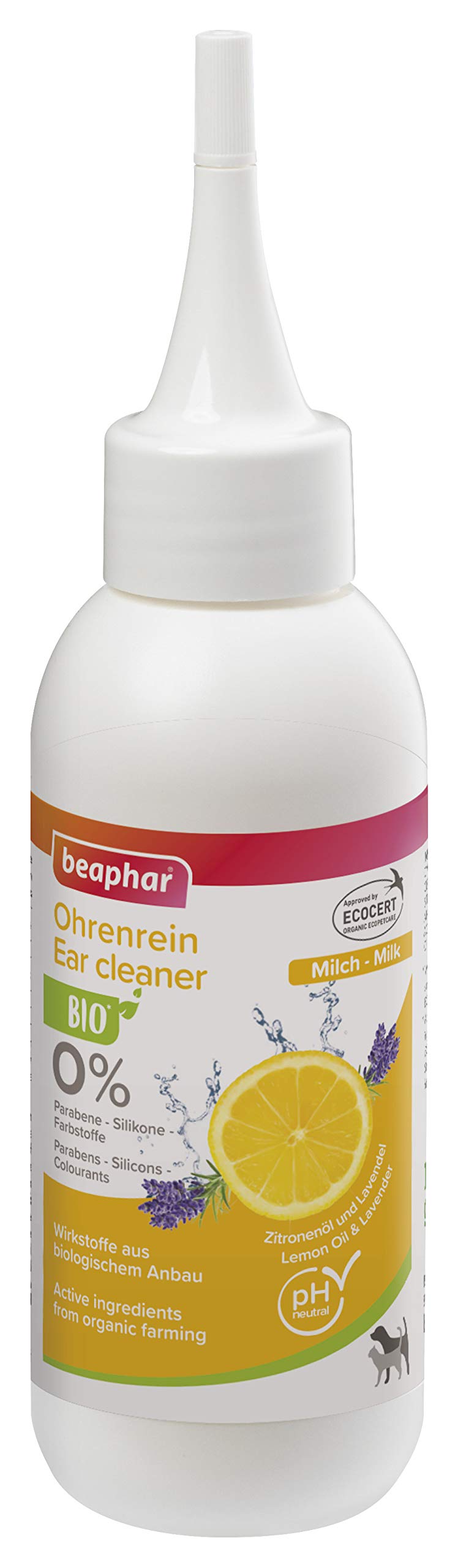 Beaphar Leche orgánica Pura para los oídos para Perros y Gatos, Cuidado Suave y Limpieza de los Canales auditivos externos, 100 ml