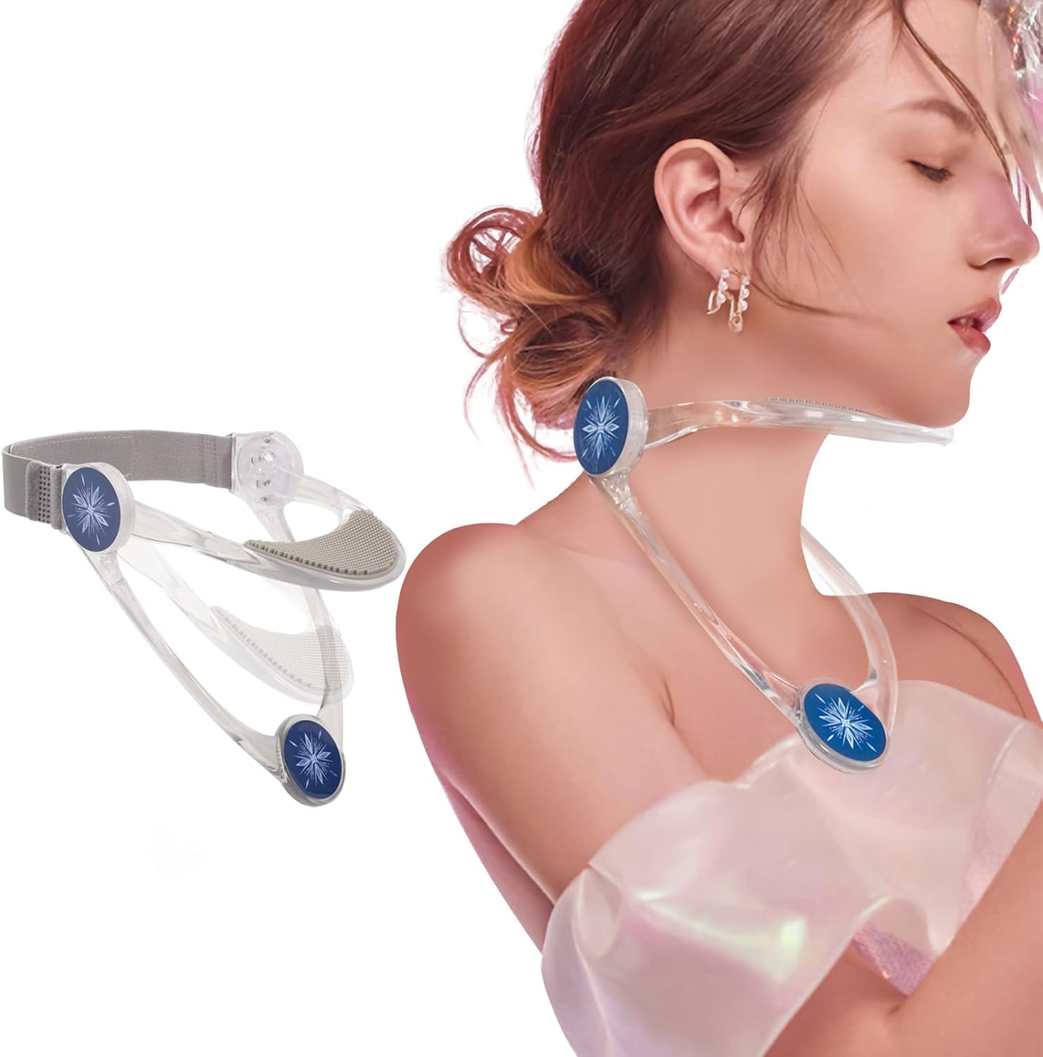 Neck Stretcher, Neck Brace, 360 Degree Adjustable Neck Support, Ergonomic Cervical Traction Device for Aligning Neck, Neck Posture Corrector for Neck Pain Relief, Spinal Decompression (Transparent)