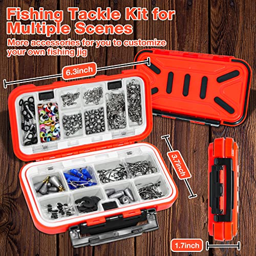 GOANDO kit de accesorios para pesca de 238 piezas - caja para aparejos con anzuelos, pesos, cuentas y accesorios para pesca de lobina, trucha y salmón miniatura 5