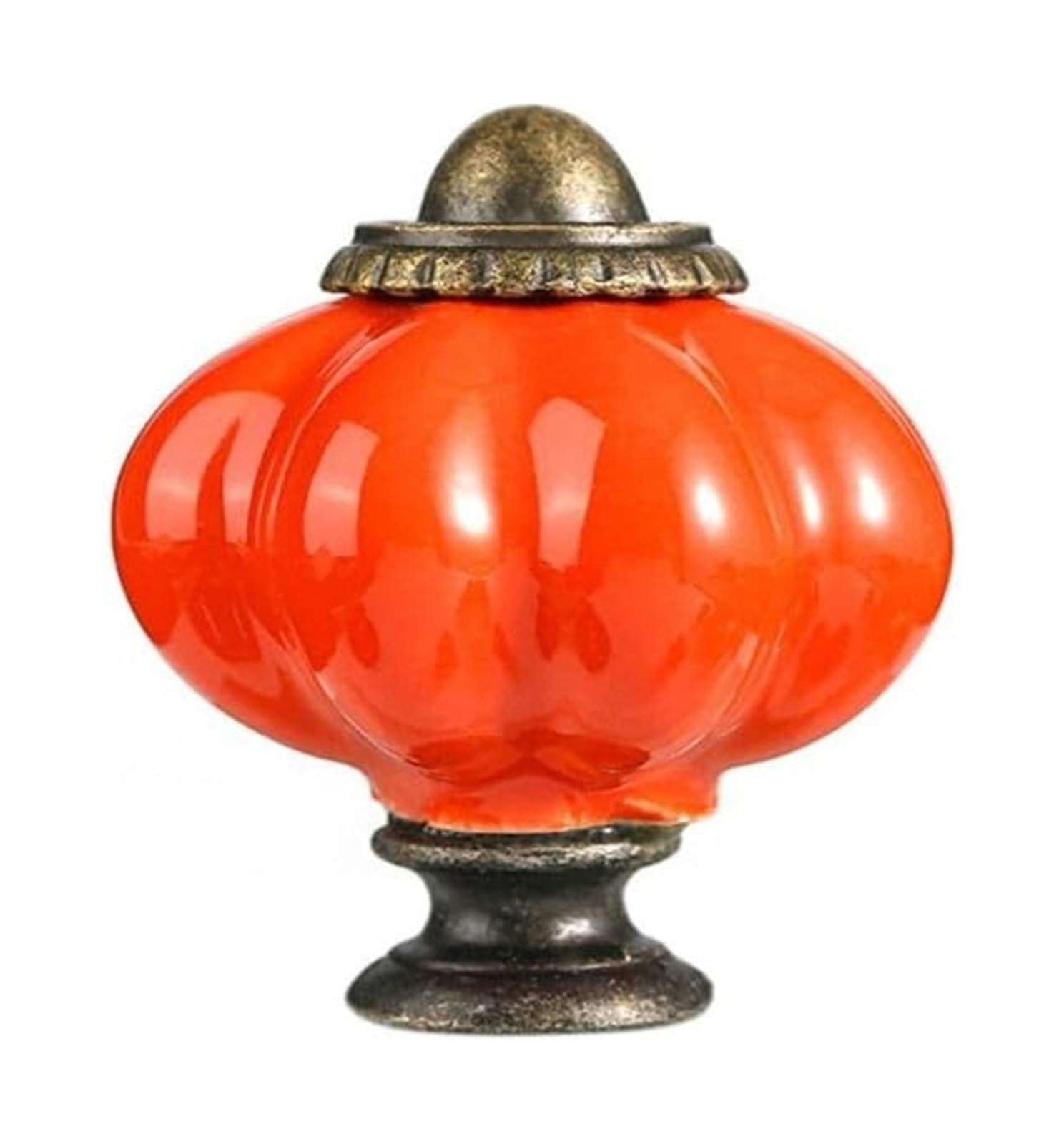 Opeximatun Style13 Drawer Knobs, Retro Single Hole Ceramic Pumpkin Handle Round Vintage Cabinet Knob European Style(Style13)