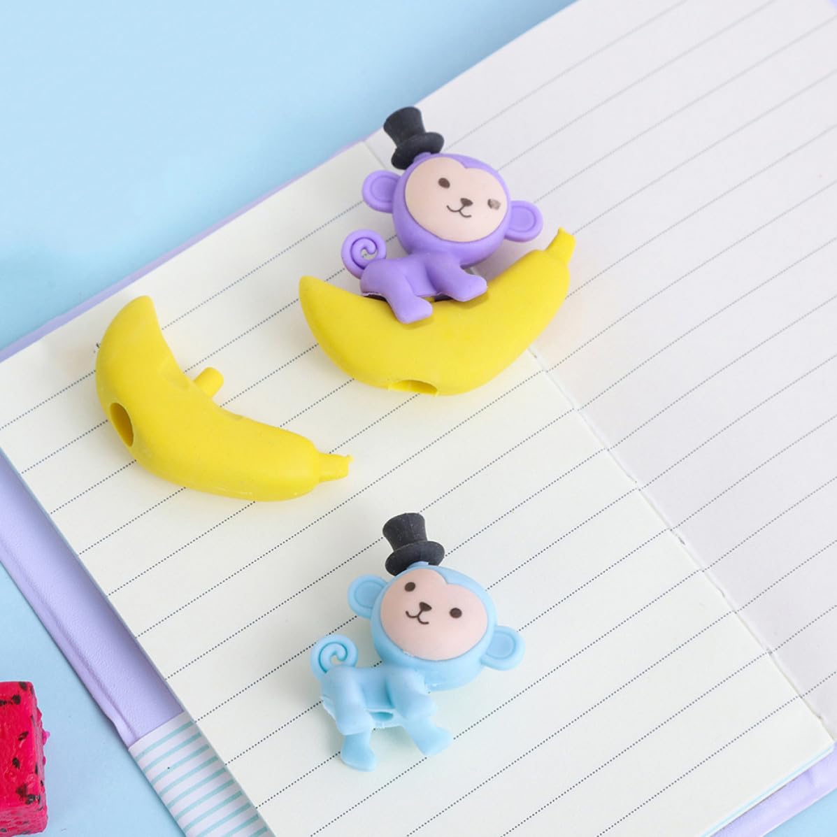 Artibetter Gomme da Cancellare Divertenti e Uniche 48 Colore Casuale Creative a Forma di Scimmia e Banana in Tpr per Cancelleria Studenti Uso Scolastico