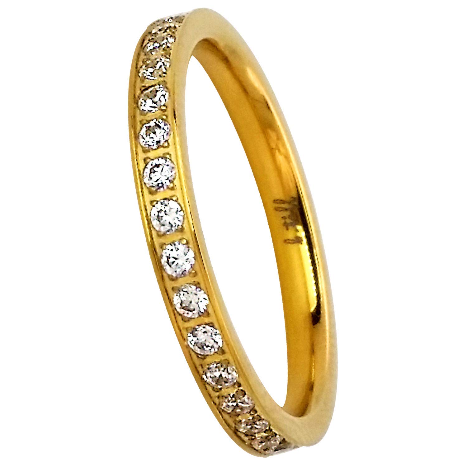 B. TIFF NEW YORKB.Tiff Yellow/Rose Gold Plated Stainless Steel 2.5mm Wide Simulated Diamond Promise Wedding Engagement Stackable Band Eternity Ring Fashion Jewelry for Women Men Unisex