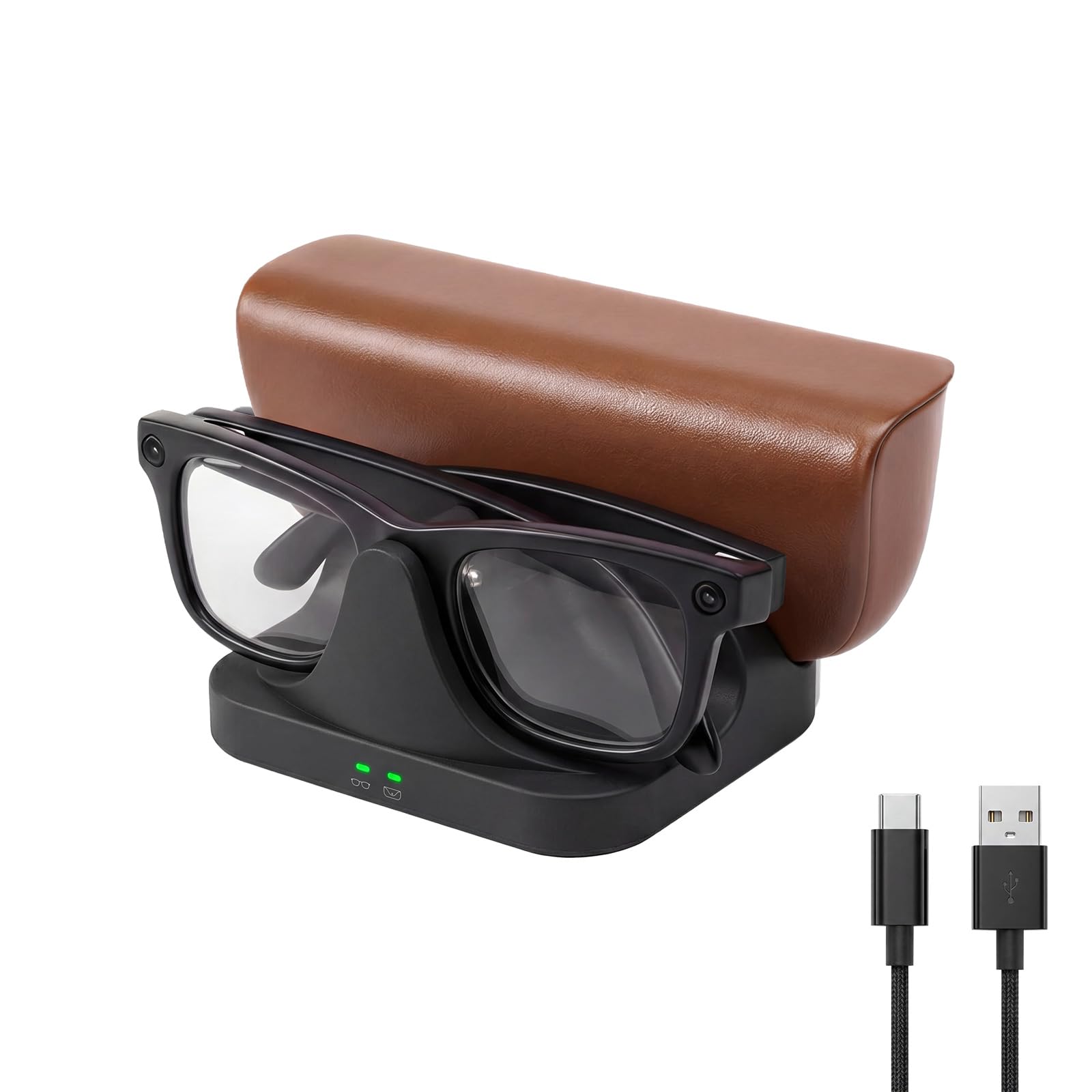 Charging Dock for Ray-Ban Meta Smart Glasses Black | 2-in-1 Fast Charging, Charging Protection, LED Indicator, Compatible with Wayfarer/Skyler/Headliner(Gen 1&2)-image-35