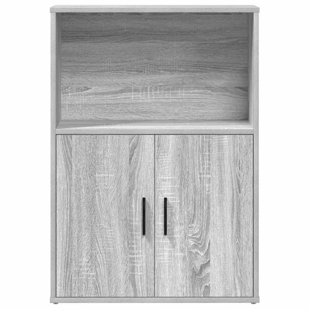 Bibliothèque de Salon Étagère àLivres Meuble de Rangement avec Portes et Compartiments Armoire en Bois d'Ingénierie pour Bureau et Entrée Gris Sonoma 60x24x85 cm