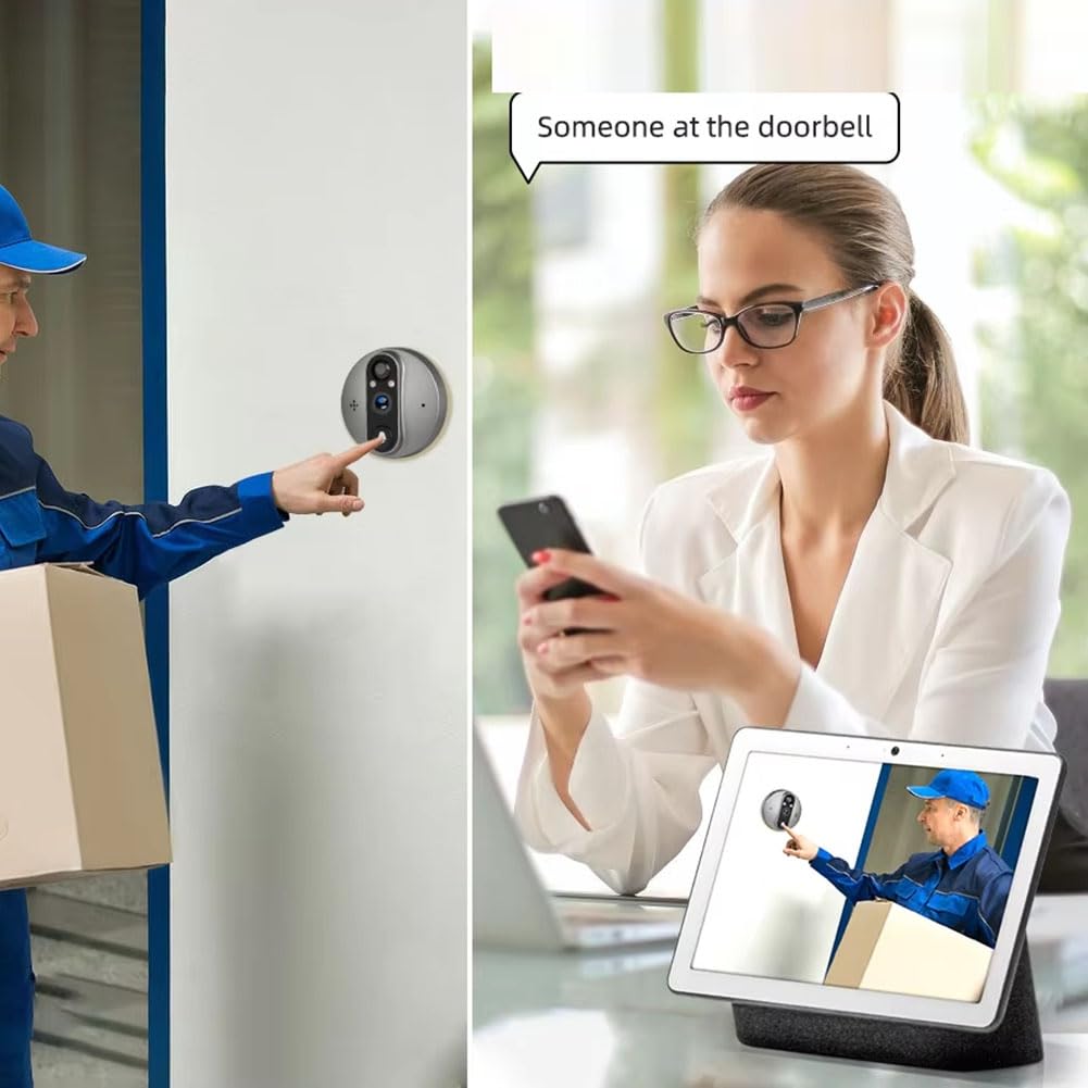 3MP Smart Life Tuya 1080P WiFi puerta campana ojo mirilla 5000mAh batería PIR detector de movimiento IR visor digital