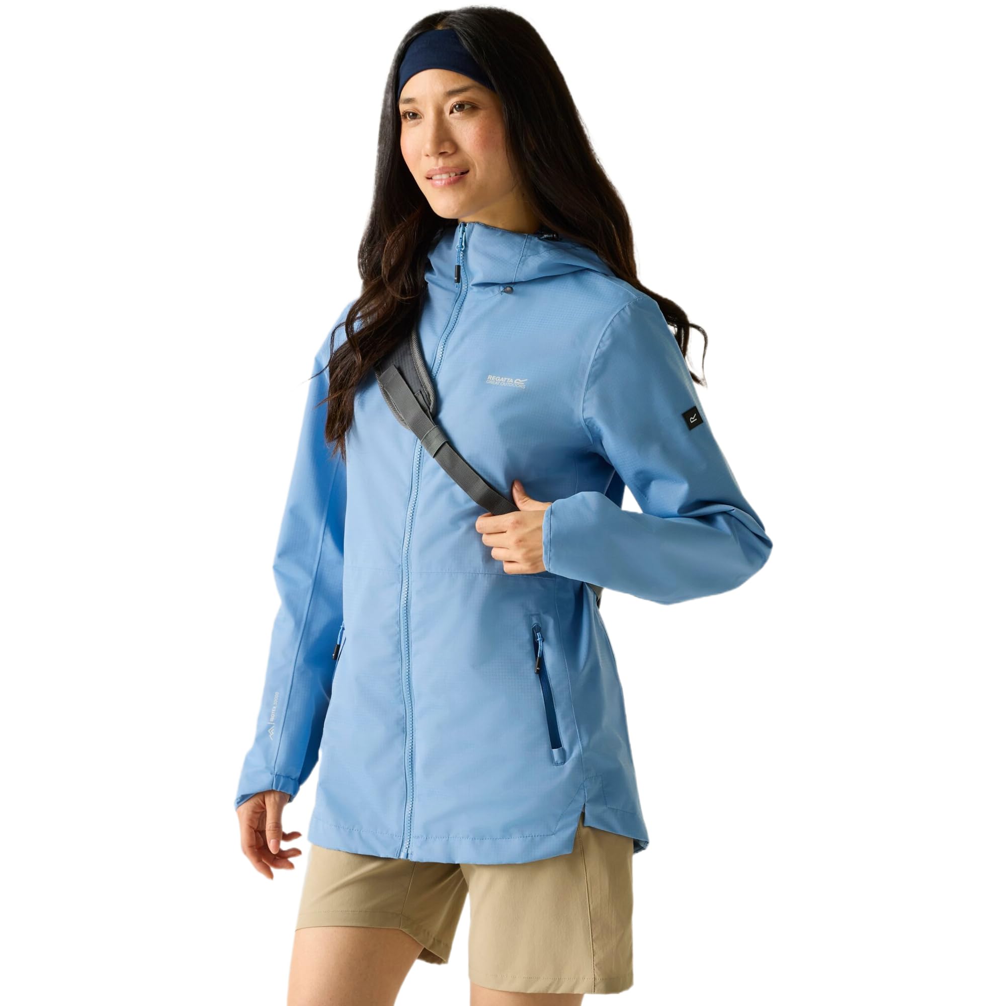Regatta Women's Pale Blue Hamara Iv Hooded Waterproof Jacket In | Size: 20