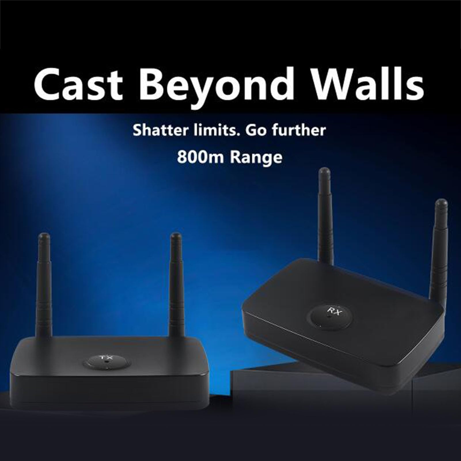 Bewinner Émetteur et Récepteur HD sans Fil, Kit D'extension Vidéo HD 800m 1080P avec Plug and Play, pour Décodeur D'ordinateur Portable, Lecteur (Prise UE)