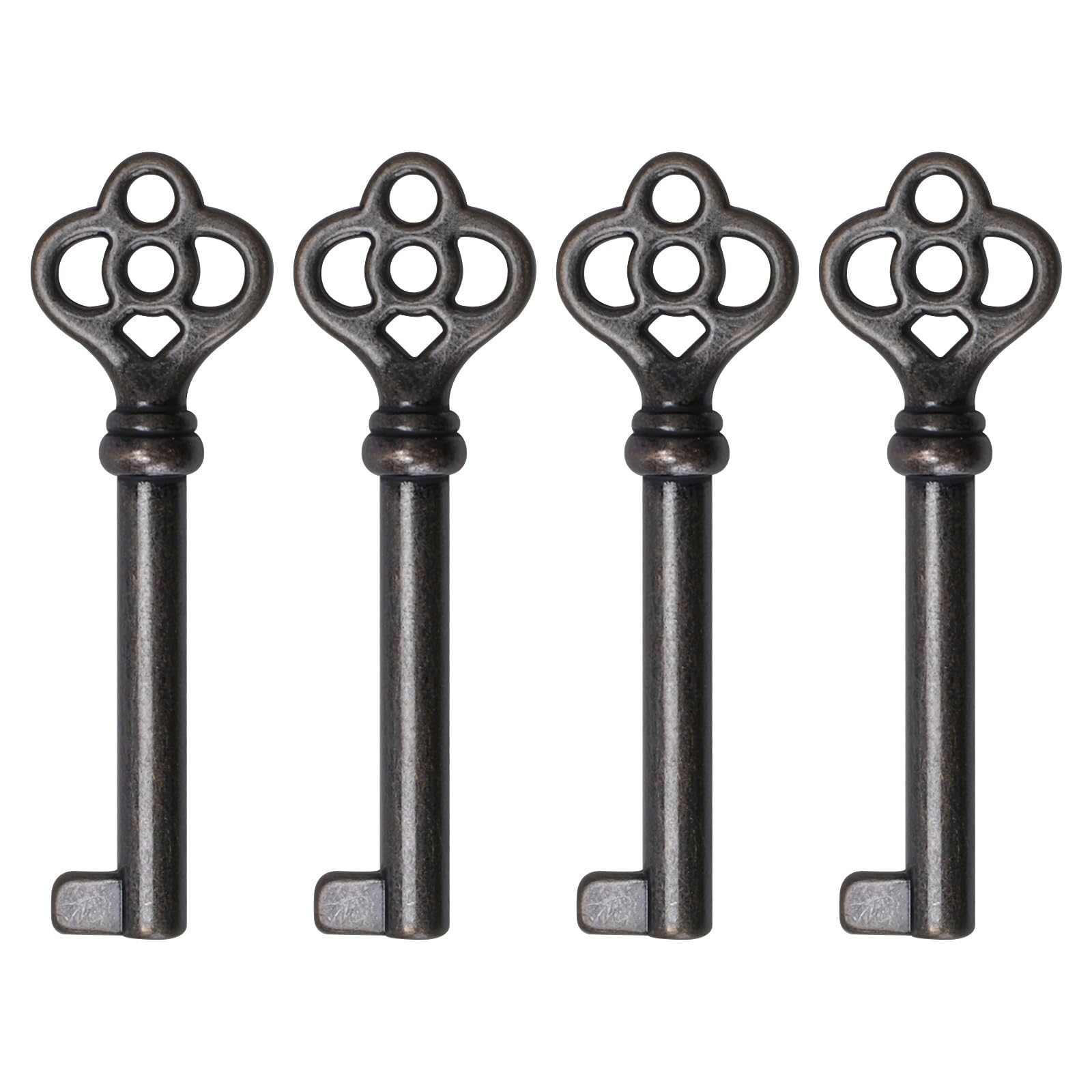 KY-3AB Antique Brass Hollow Barrel Skeleton Key,Brass Plated Hollow Barrel Skeleton Key for Cabinet Doors, Dresser Drawers, Grandfather Clocks,