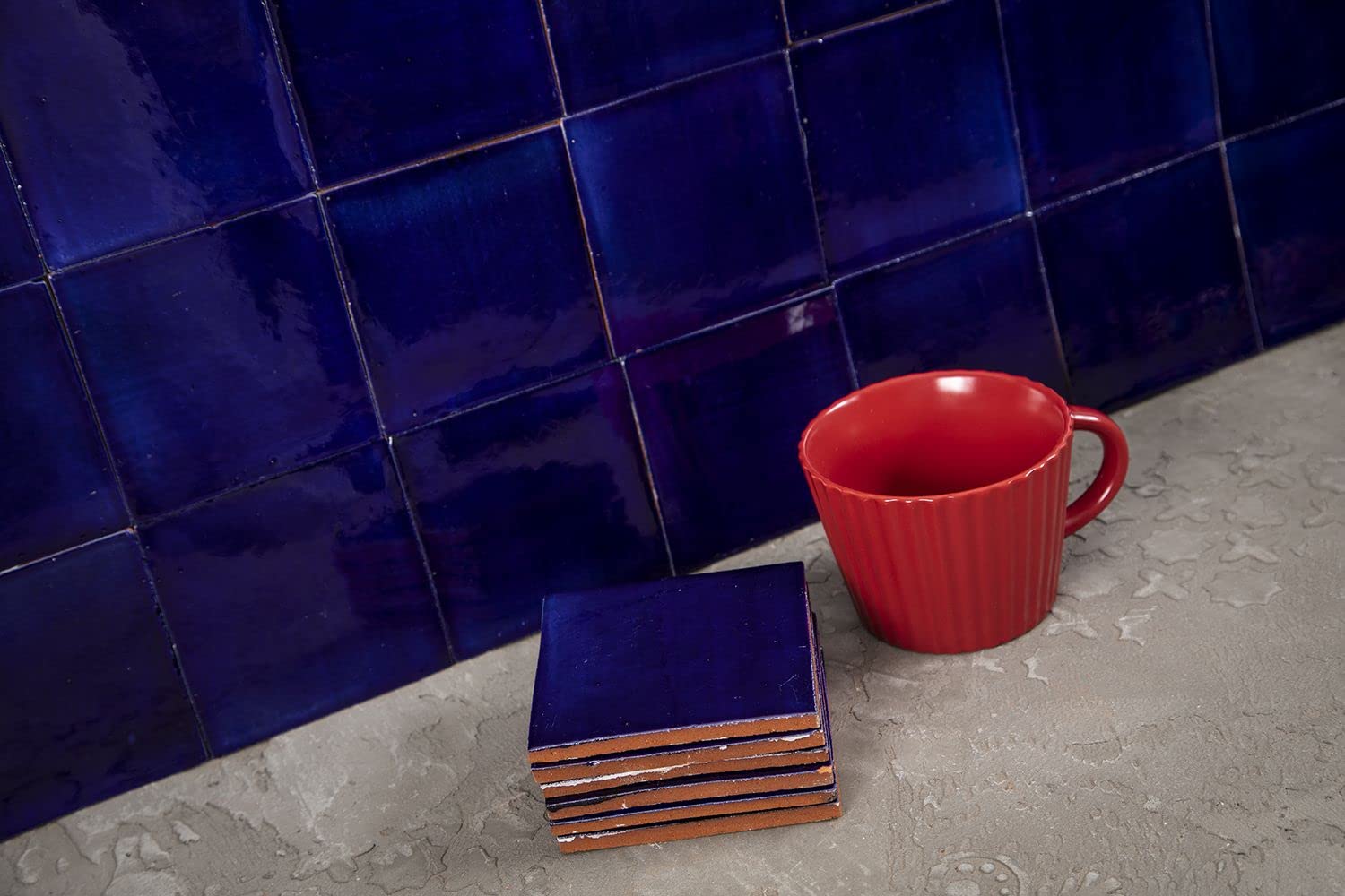 Cerames Azulejos azules mexicanos monocolor Azul Brillante - azulejos de mosaico, azulejos ceramica monocromáticos para cocina, baño, ducha | Un paquete de 90 baldosas azules ceramica 10,5x10,5 cm