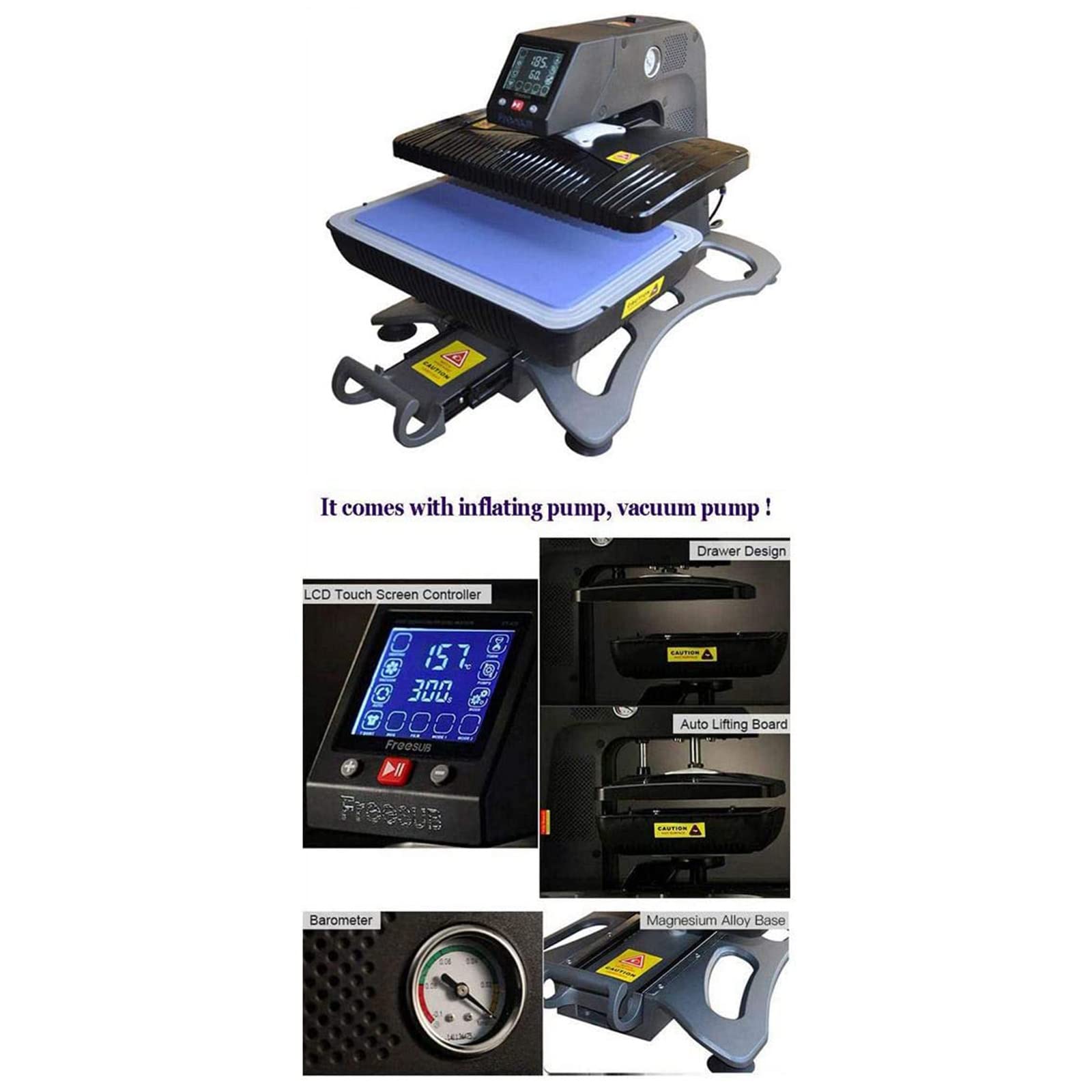 All in 1 Auto Open Professional Pneumatic Heat Press Machine, 3D