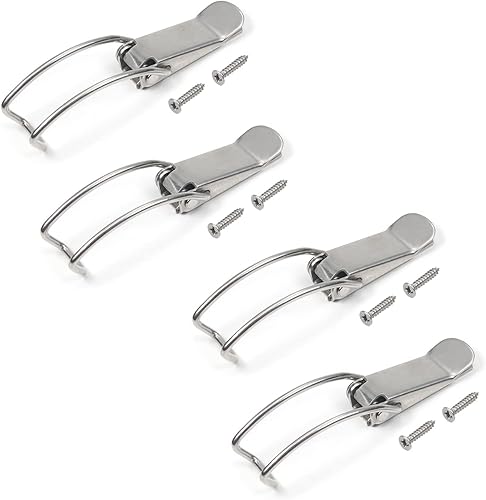 Yinpecly 3.43 pulgadas de longitud 304 de acero inoxidable con resorte de cierre sin agujero de bloqueo, cerraduras con resorte, cierres para caja