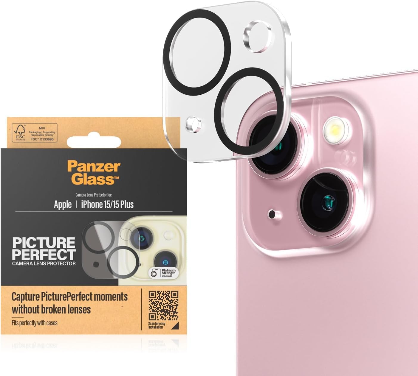 PanzerGlass™ PicturePerfect Protettore Obiettivo Fotocamera per Apple iPhone 15 | 15 Plus - Proteggi, Conserva e Cattura Momenti Indimenticabili
