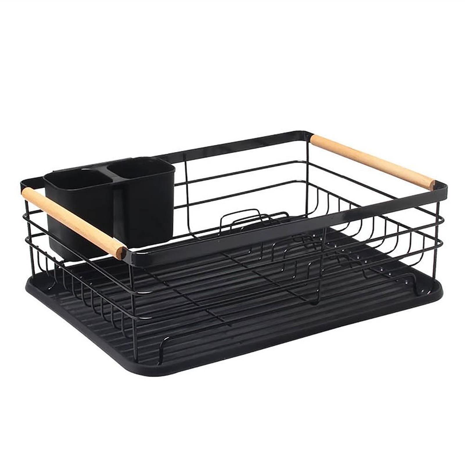Küchen-Geschirrtrockner Single Layer Dish Rack Küchenorganisator Lagertablagerung Schwarz Trocknungsplatte Regal Abnehmbare Teller Korb Küchenzubehör Multifunktionaler Abtropfständer