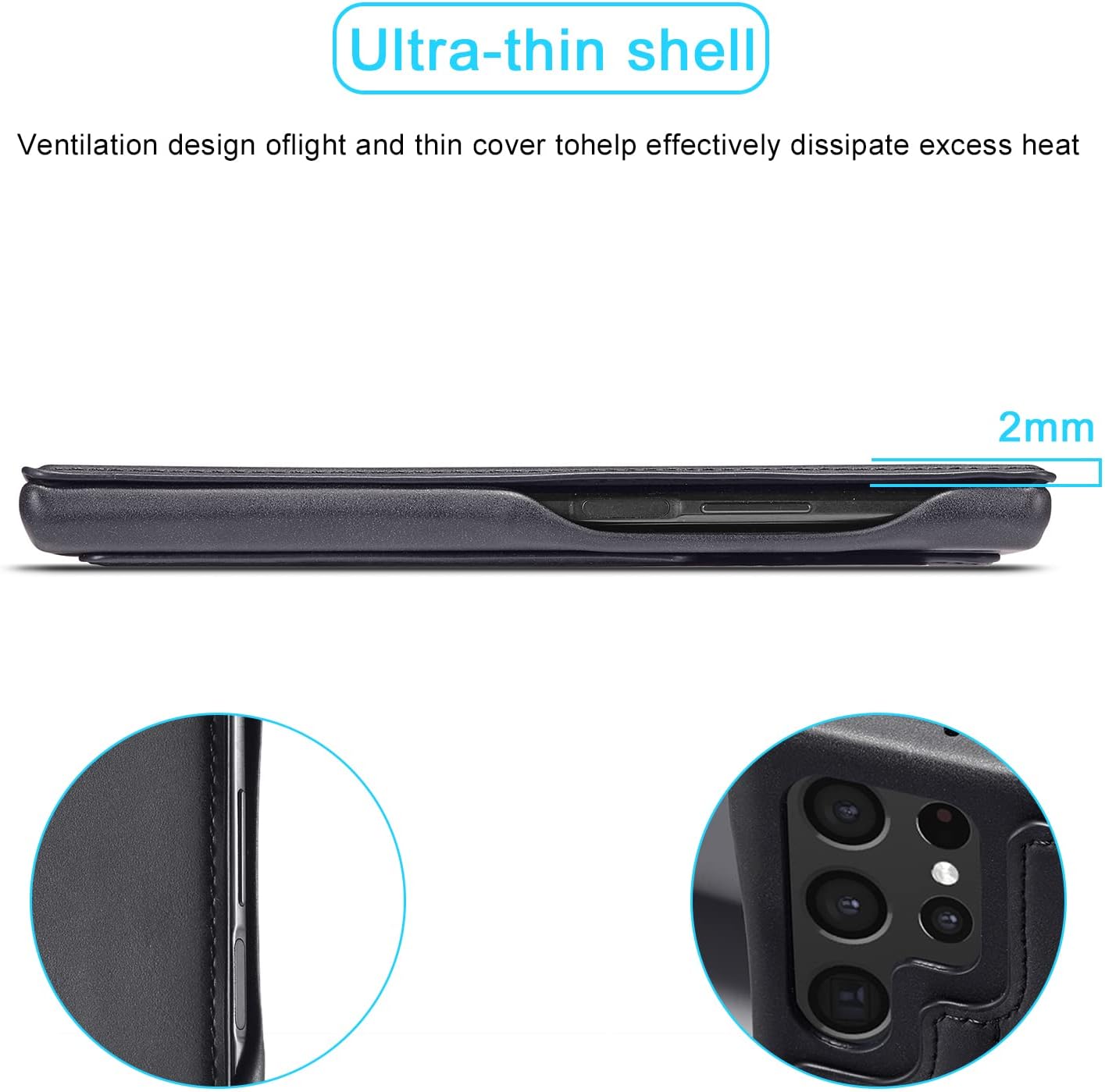 Asuwish Phone Case for Samsung Galaxy S22 Ultra 5G Wallet Cell Cover with Tempered Glass Screen Protector and Flip PU Leather Card Holder Accessories S22ultra 22S S 22 S22ultra5g 6.8 Women Men Black - Image 6