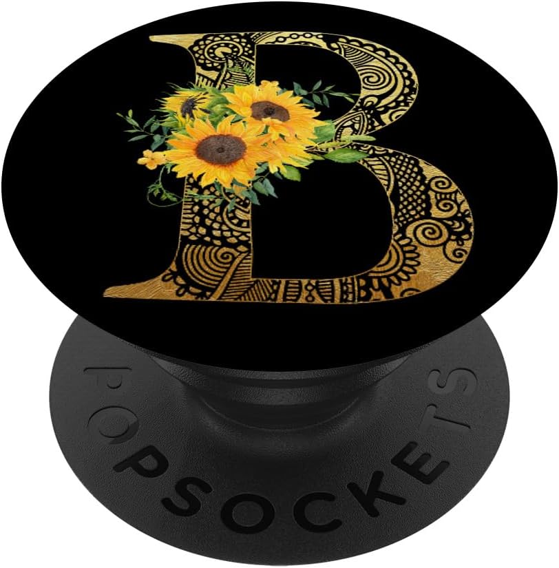 Sunflower Pop Letter B - Phone Grip Stand B PopSockets PopGrip for MagSafe