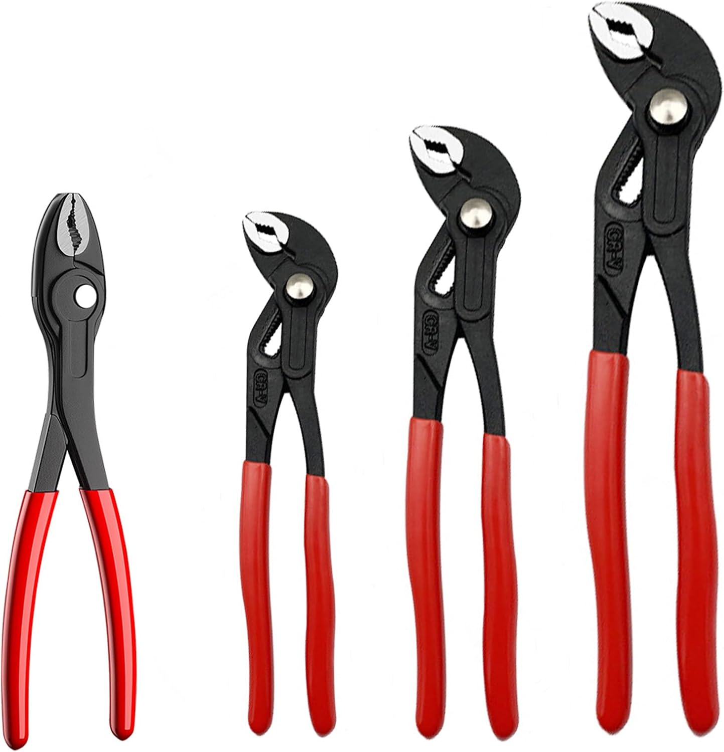 3-Piece Groove Joint Pliers Set, Adjustable Water Pump Pliers, V-Jaw Tongue and Groove Pliers, 7-inch, 10-inch, 12-inch