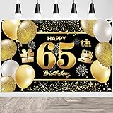 IMISI 65th Happy Birthday Banner, Birthday Decorations for Men, Party Backdrop, Includes String