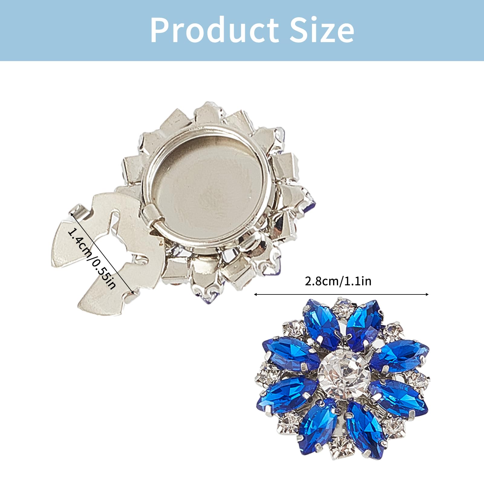 NICENEEDED Couvre Boutons en Strass Cristal Couverture de Boutons de Manches à Fleurs Couvertures de Boutons Décoratifs Pinces à Boutons de Chemise