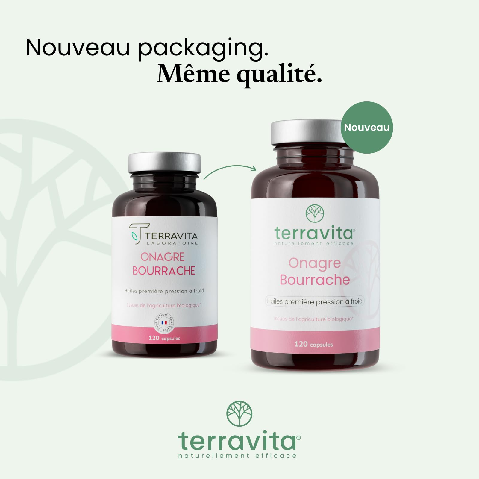 ONAGRE et BOURRACHE | Huiles BIO Première Pression à Froid | 120 Capsules de 500 mg | Hydratation de la Peau en Profondeur | Régulation du Système Hormonal | Label Ecocert | Made in France | Terravita
