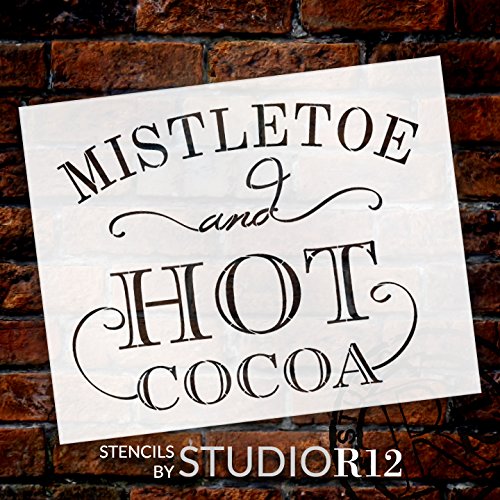 Mistletoe And Hot Cocoa Stencil By Studior12 | Reusable Mylar Template | Use To Paint Wood Signs - Pallets - Diy Winter And Christmas Home Decor - Select Size (15" X 12") #TOP1