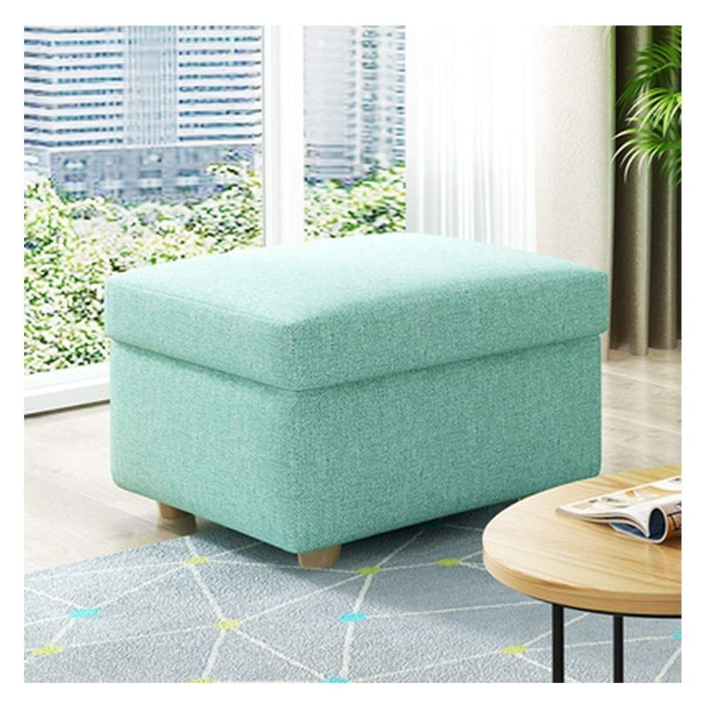 Repose-pieds tabouret de rangement vert en tissu 60x60x40 cm