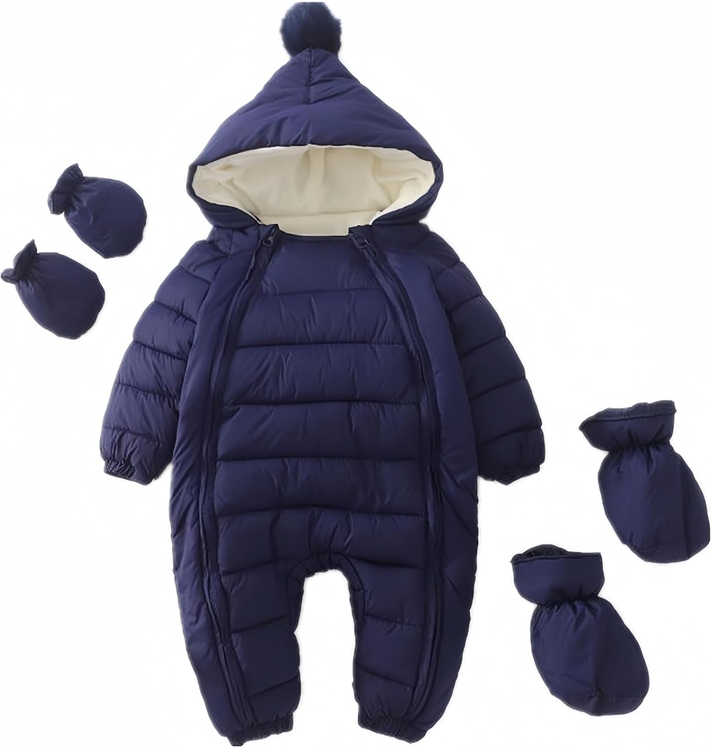 3 Piezas de Forro de Franela para bebé, Traje de Nieve Unisex, Mono cálido de Invierno, Mameluco con Doble Cremallera