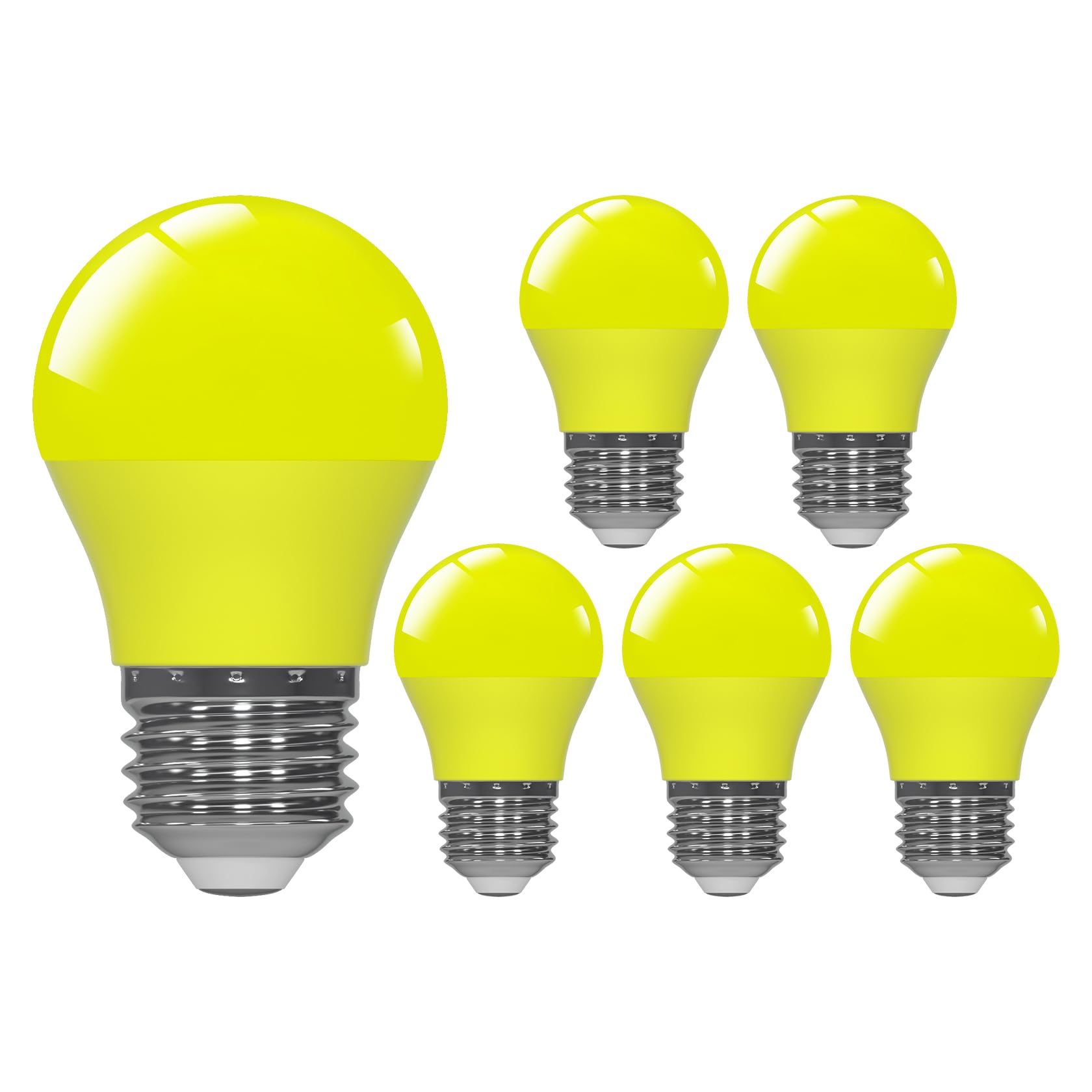 ORALUCE E27 Screw Bulb, 5W=40W, Yellow, A15/G45 LED Light Bulbs, Pack of 6