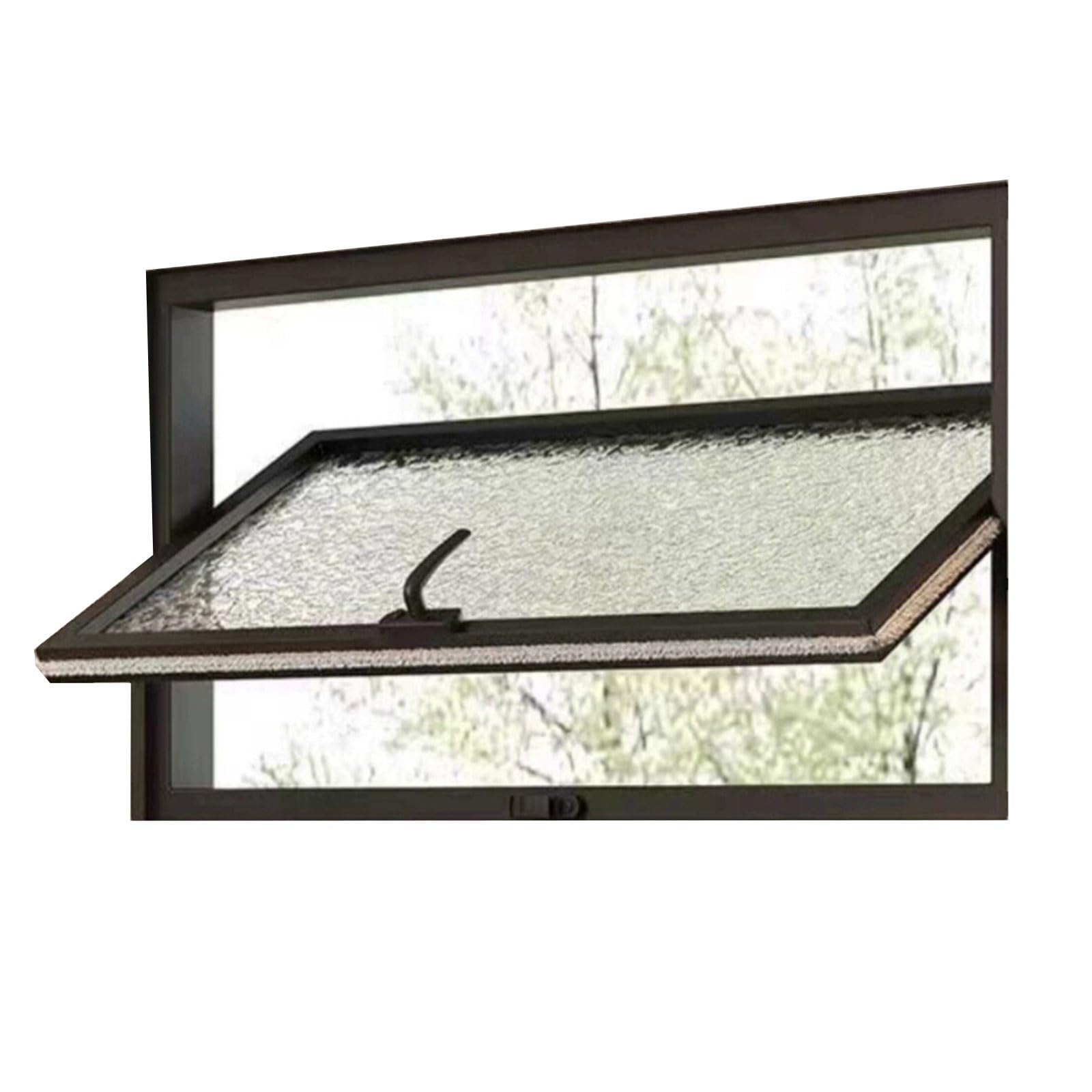 Rttzboz Black 360° Rotating Transom Window, Water Ripple Glass, Shed Windows For Bathroom, Basement, Flush Mount Basement(,60X30cm/24X12in)