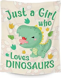 Dinosaur Blanket Gifts - 60"x80" Cute Throw for Girls - Green Soft Fuzzy Blankets for Bed, Couch & Living Room