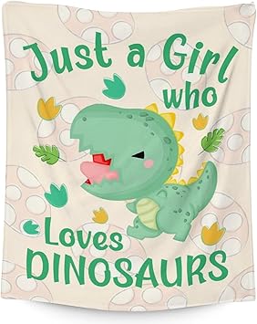 Dinosaur Blanket Gifts - 60"x80" Cute Throw for Girls - Green Soft Fuzzy Blankets for Bed, Couch & Living Room