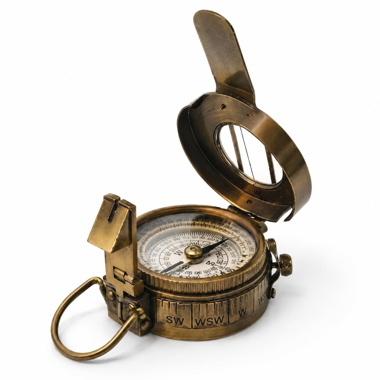 Brunton Compass Antique Brass Geological Navigation Instrument Sighting Mirror Surveyor Collectible Explorer Gift 2.5 Inch-image-13