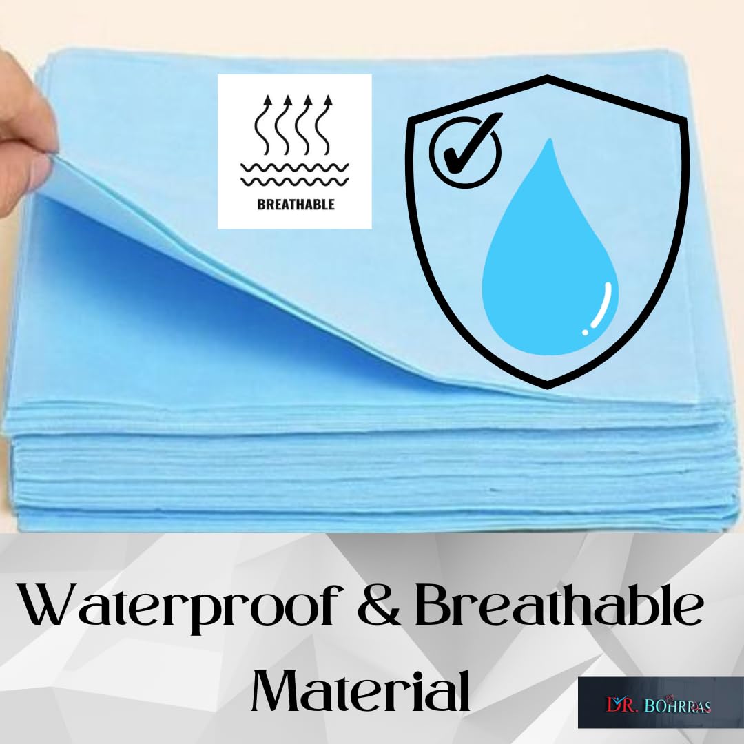 Dr. BOHRRAS Disposable Nonwoven Bedsheet 31 x 72 Inches Blue/Hospitals (Pack of 5, White,Rayon) 1