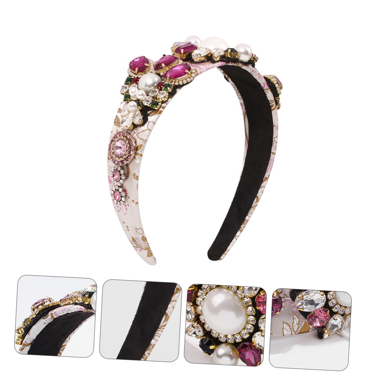 FRCOLOR 2stücke Hochwertiger Haarreif Damen Extravaganter Haarschmuck Mit Perlen Und Bunten Kristallen Stilvolle Kopfbedeckung Für Partys Und Besondere Anlässe Komfortabel Und Leicht Zu