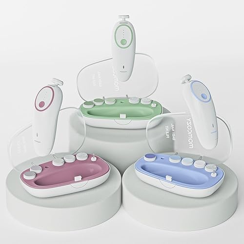 Miniatura 7 de Momcozy Lima eléctrica de uñas para bebé, recortadora de uñas eléctrica suave, cortaúñas para bebé con luz nocturna, 7 almohadillas de repuesto para