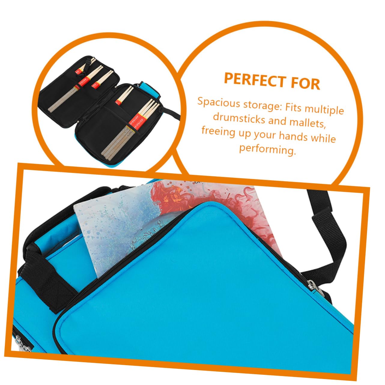 ibasenice Borsa per Bacchette Tamburo Oxford Resistente Design Ergonomico e Tracolla Comoda, per Batteristi e Custodia Portatile per Bastoncini
