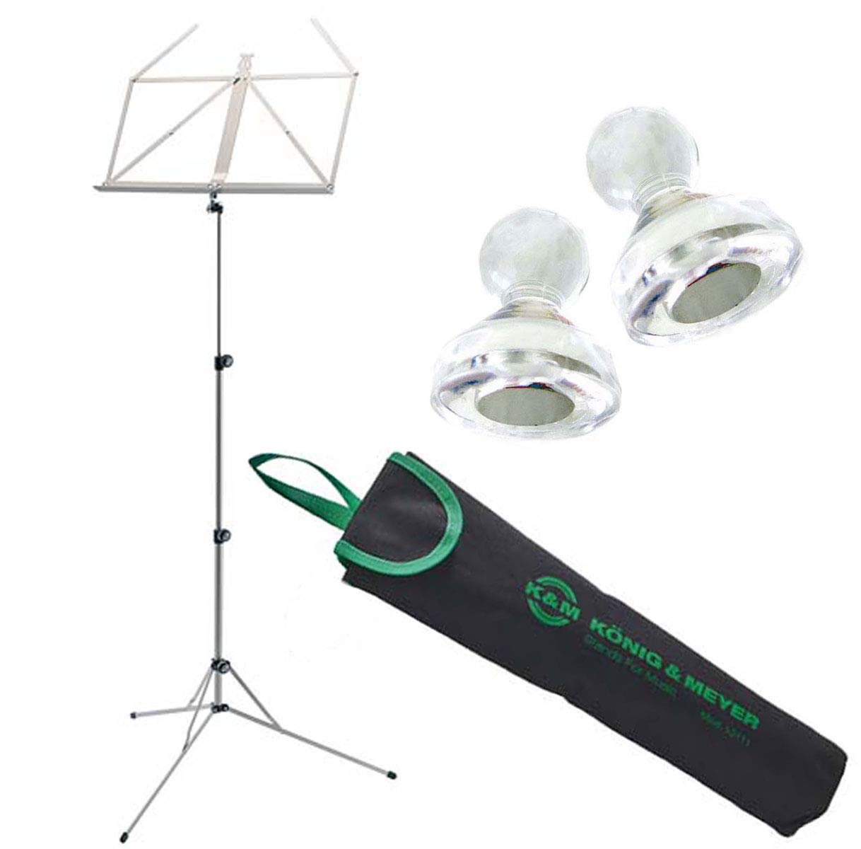 K&M 101 Notenständer vernickelt mit Tasche + keepdrum Notenständer Magnete 2 Stück