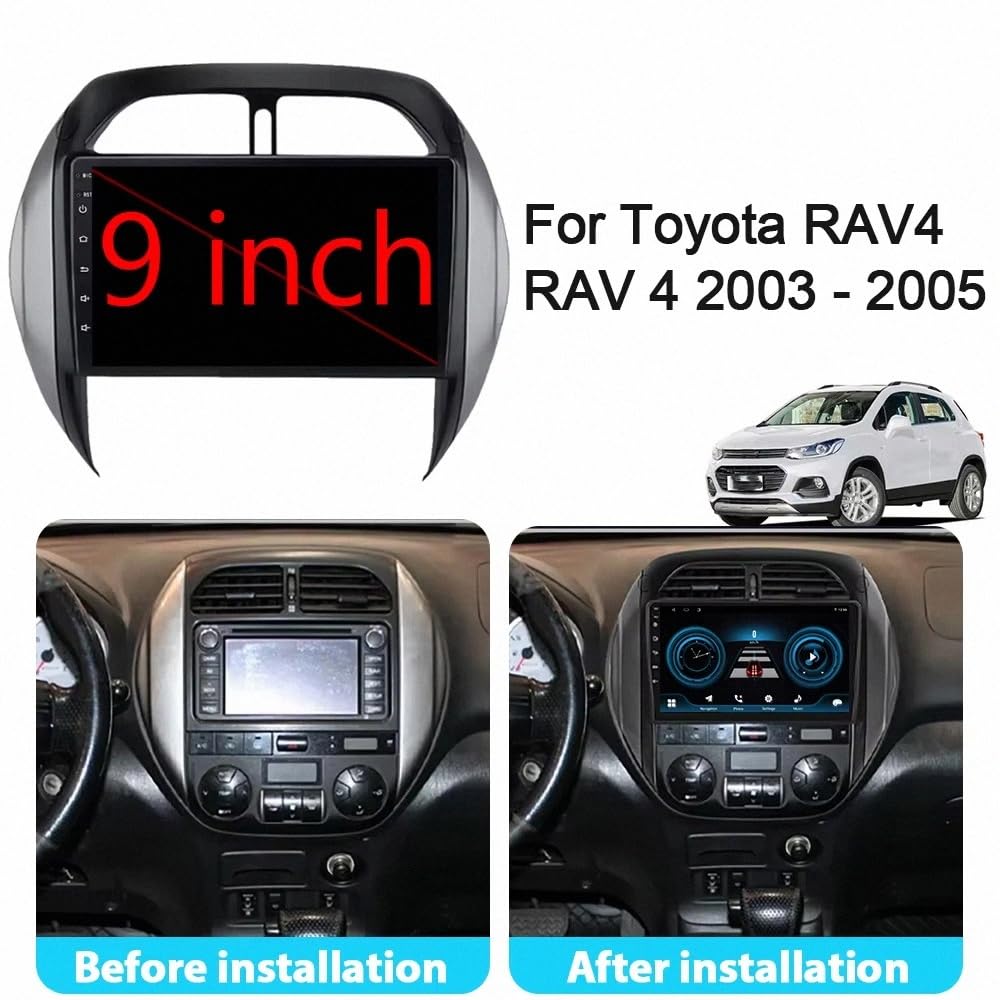 Car Stereo Carplay Radio de Coche para Toyota RAV4 2003-2005 Soporta Bluetooth, Control Volante, USB, WiFi, 4G, Mirror-Link, GPS Navegador/Radio FM, 4 Nuclear 4G+64G