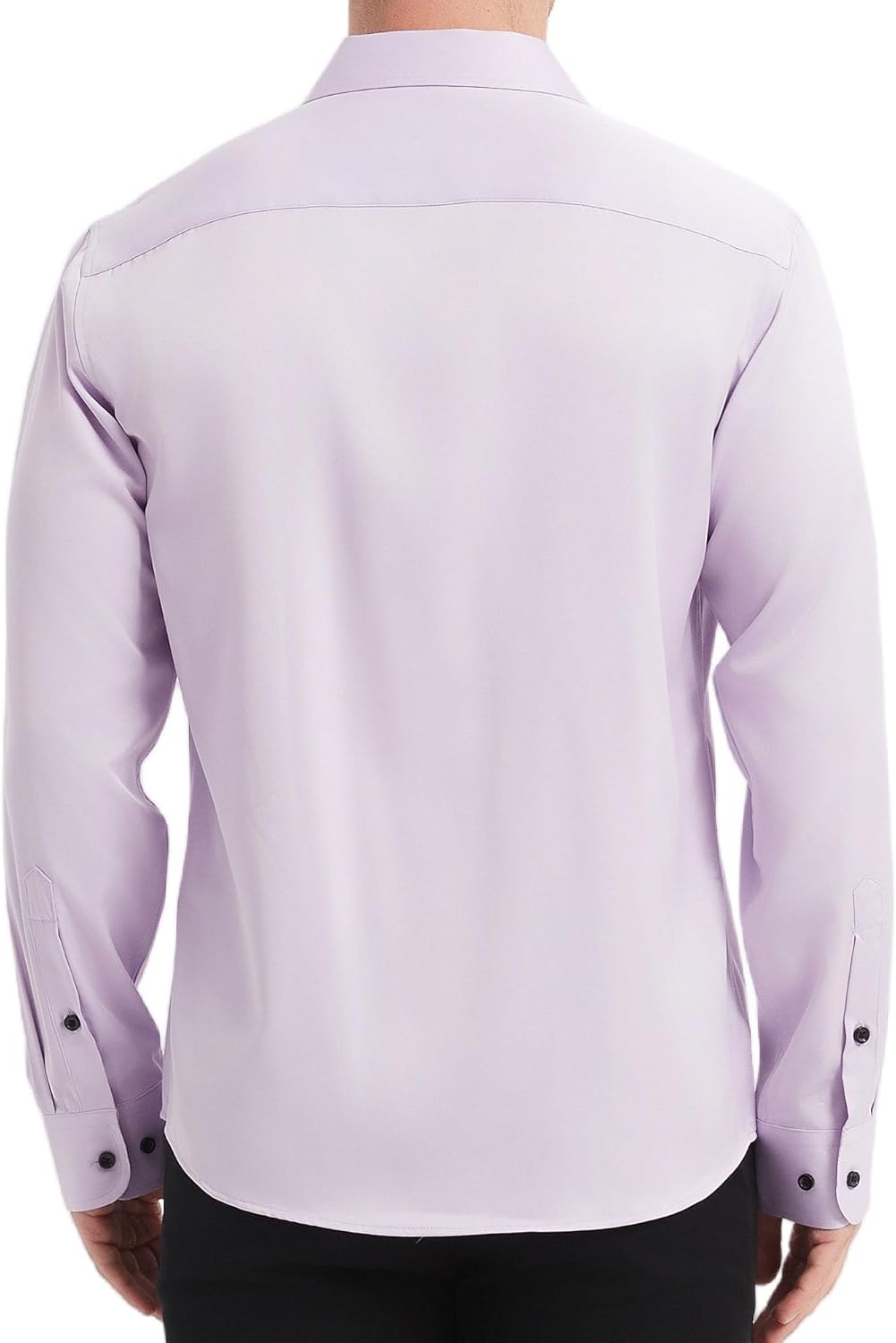 Men's Dress Shirts for Business Casual - Long Sleeve Button Down Shirts (Black Button) - Image 8